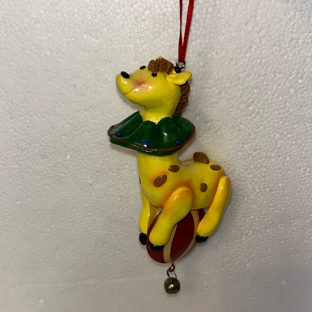 Vintage Colorful Circus Themed Giraffe Christmas Ornament - Picture 3 of 7